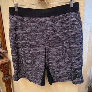 LULULEMON Men Black White Patterned Peloton Lined Athletic Shorts Size XL